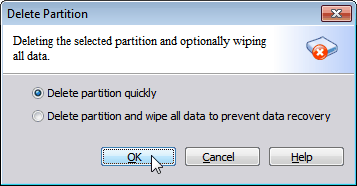 Two methods to delete partition